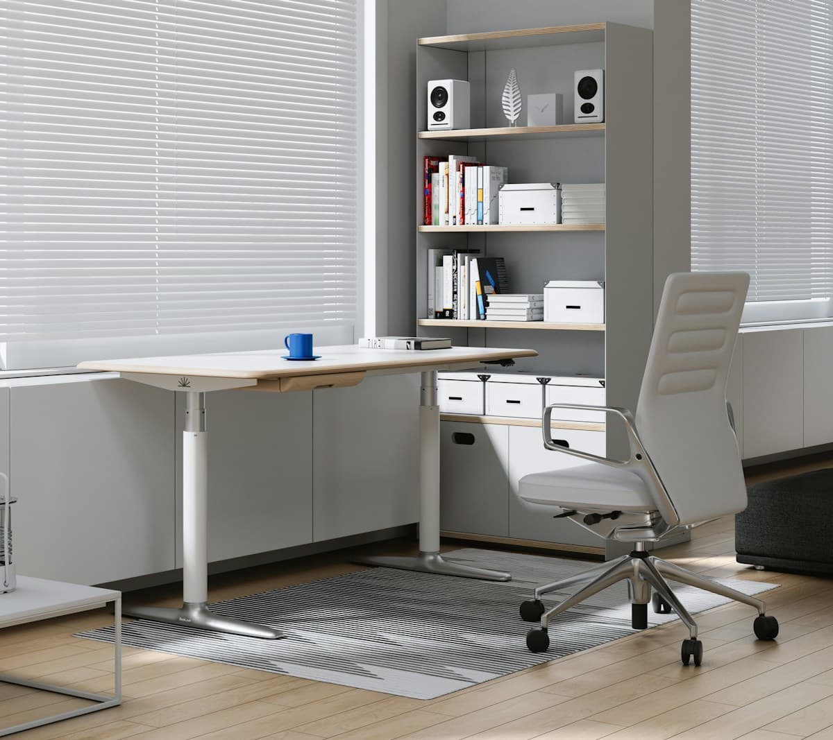 Modern office workspace with natural lighting representing indoor air quality concerns
